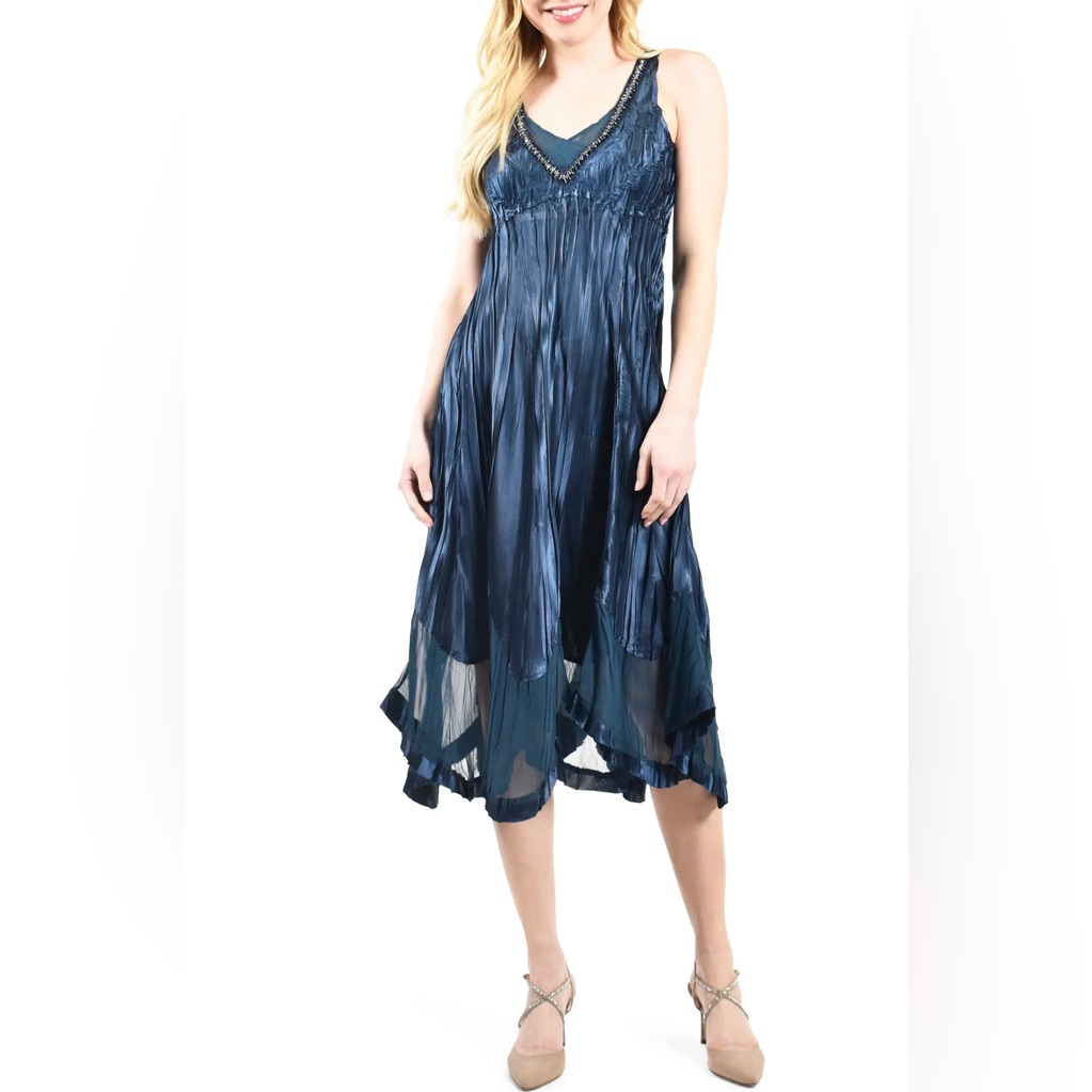 Komarov Charmeuse & Chiffon Midi Dress